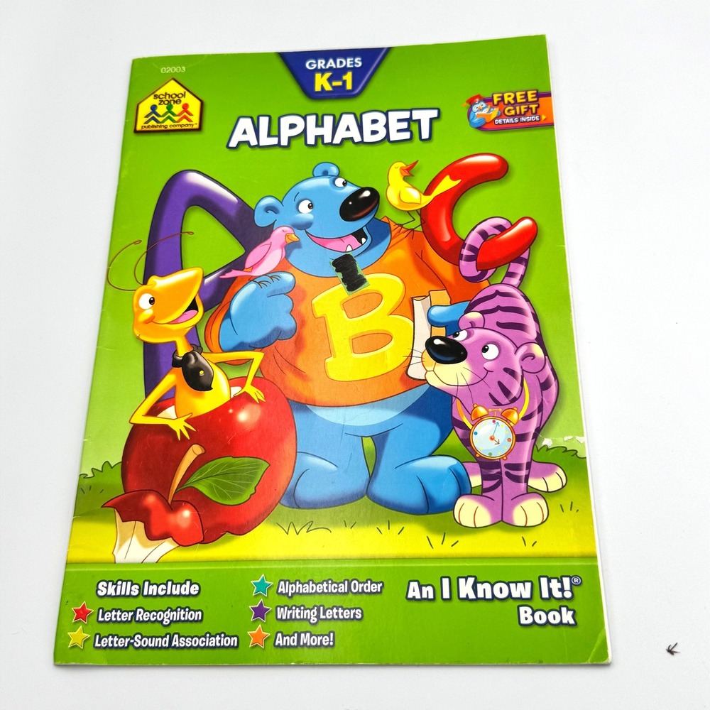 School Zone Alphabet Workbook Grades K-1 Kids Educational Activity Book